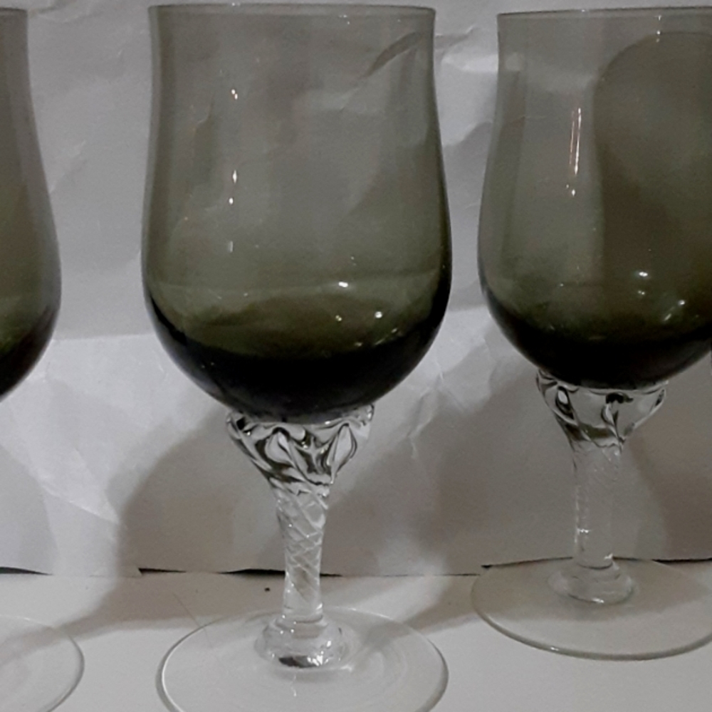 FINAL lvg 8/15 Fostoria or Libby stemware wine goblet smoked glass Elegance 1977 - Picture 6 of 6